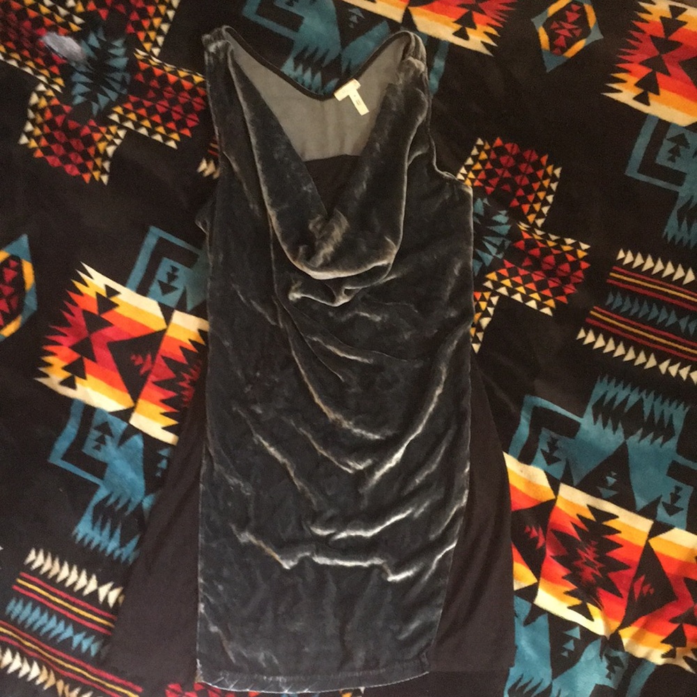 Black and Green Asymmetrical Sheath Dress with Cowl Neck